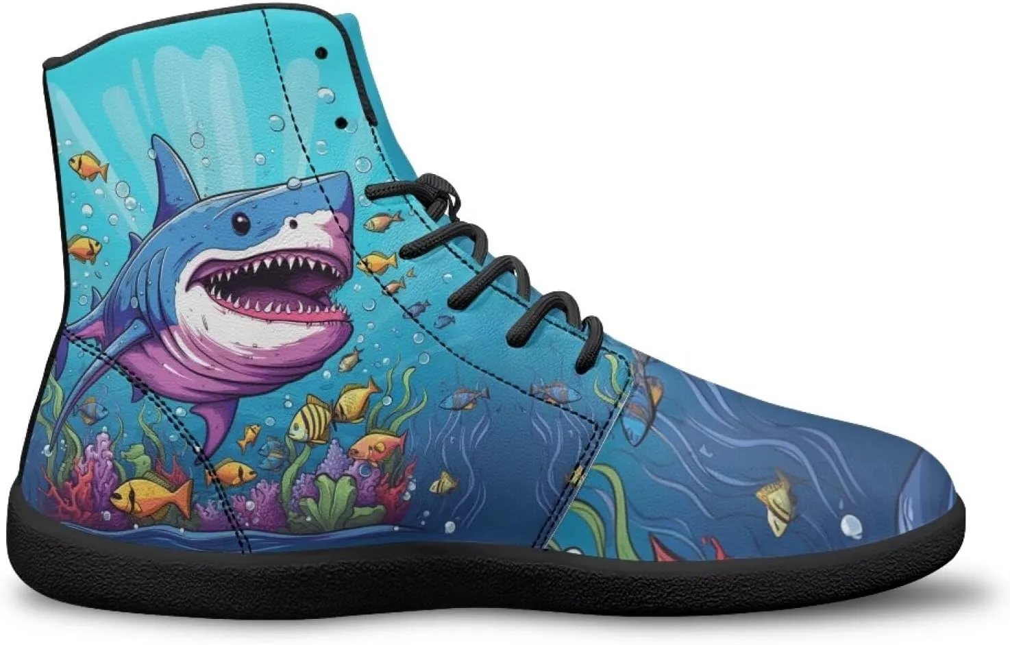 Women Men Running Shoes High Top Barefoot Sneakers Leather