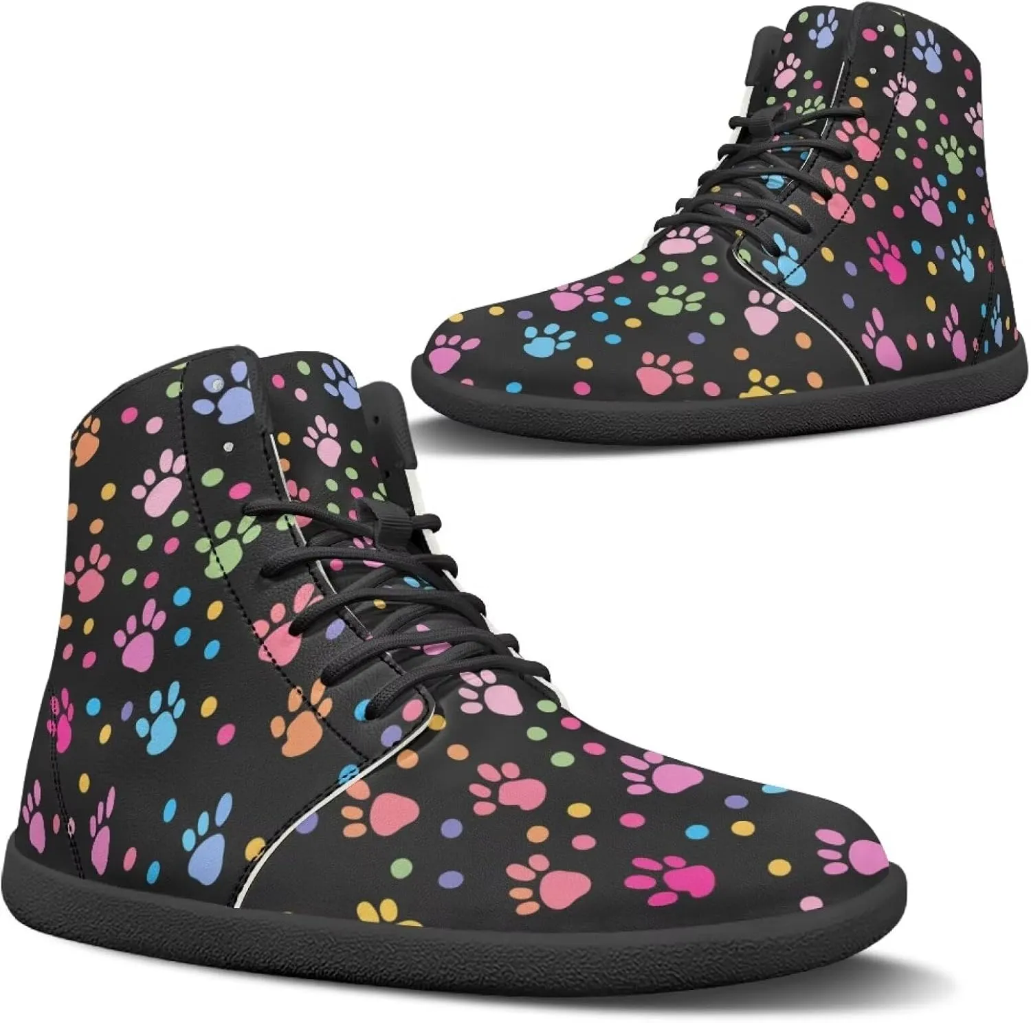 Women Men Running Shoes High Top Barefoot Sneakers Leather
