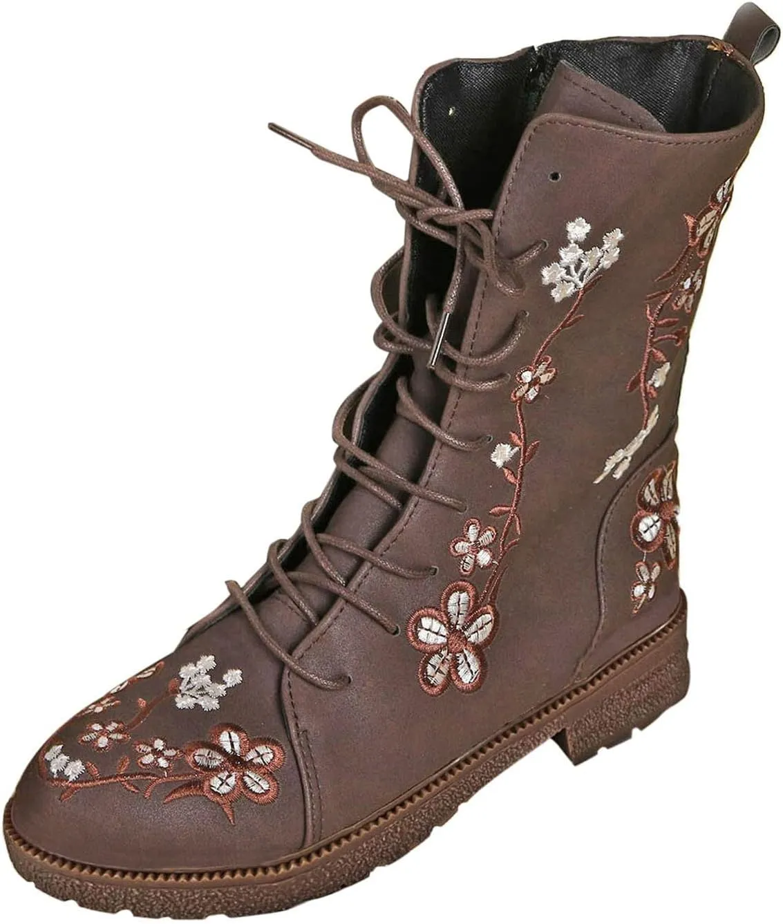 Womens Ankle Boots Western Boots Women Ladies Fashion Embroidered Mid Boots Women's Casual Chunky Heels Women's Boots
