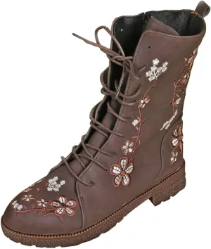 Womens Ankle Boots Western Boots Women Ladies Fashion Embroidered Mid Boots Women's Casual Chunky Heels Women's Boots