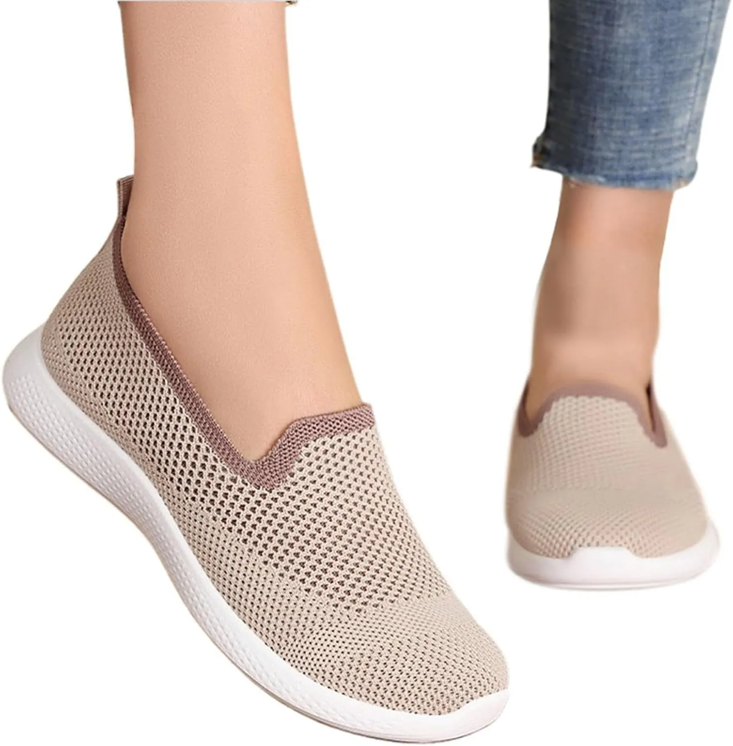 Women's Casual Shoes Comfortable Slip On Footwear Daily Wear Breathable Mesh Design Summer Casual Tennis Shoes