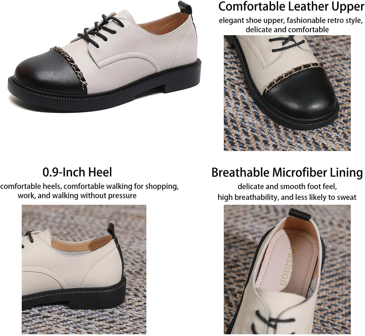Women's Classic Lace Up Oxfords,Comfortable Casual Business Office Work Shoes
