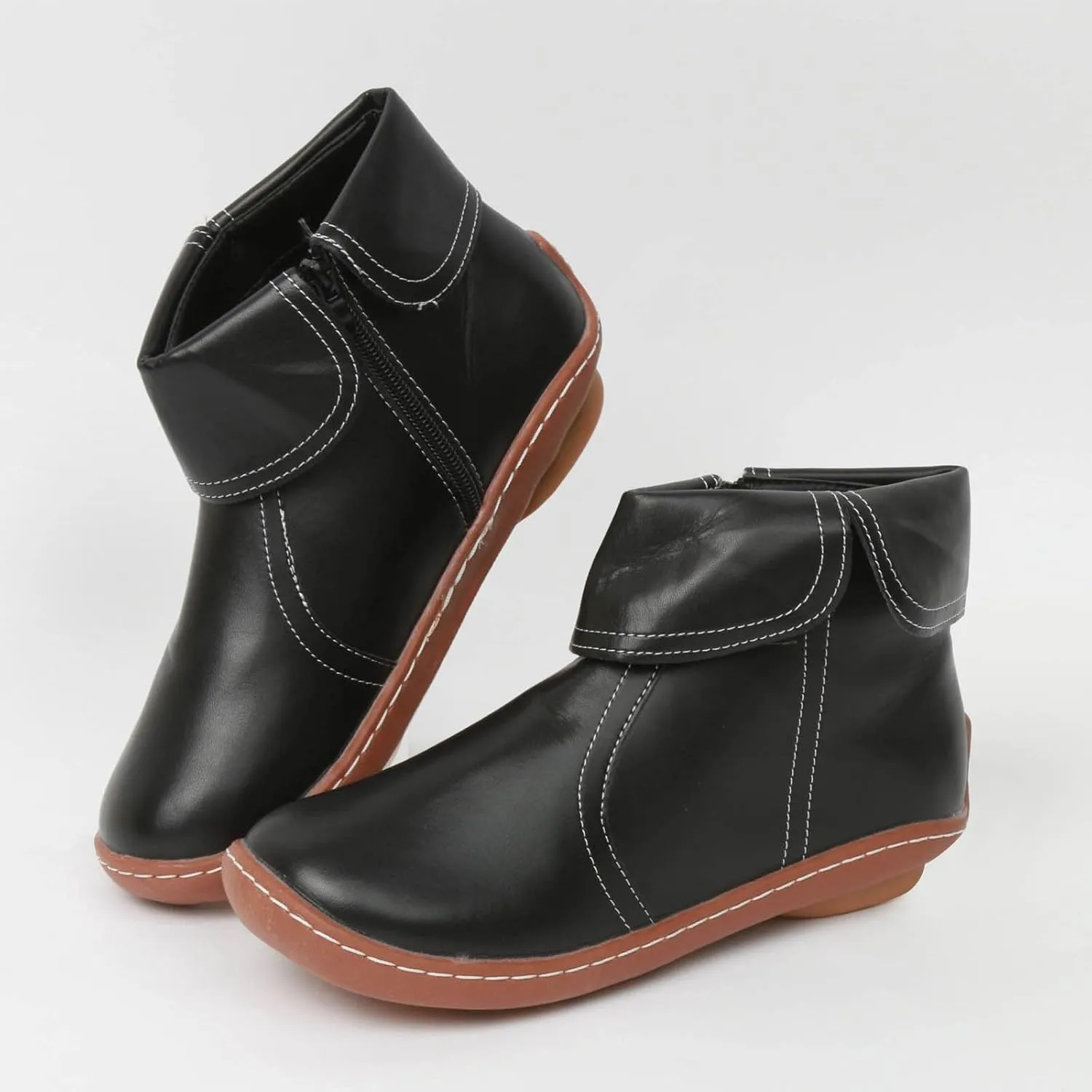 Womens Cowboy Boots Comfortable Chunky High Heel Round Toe Boots for Women Ankle Breathable Lace Short Cowgirl Boots