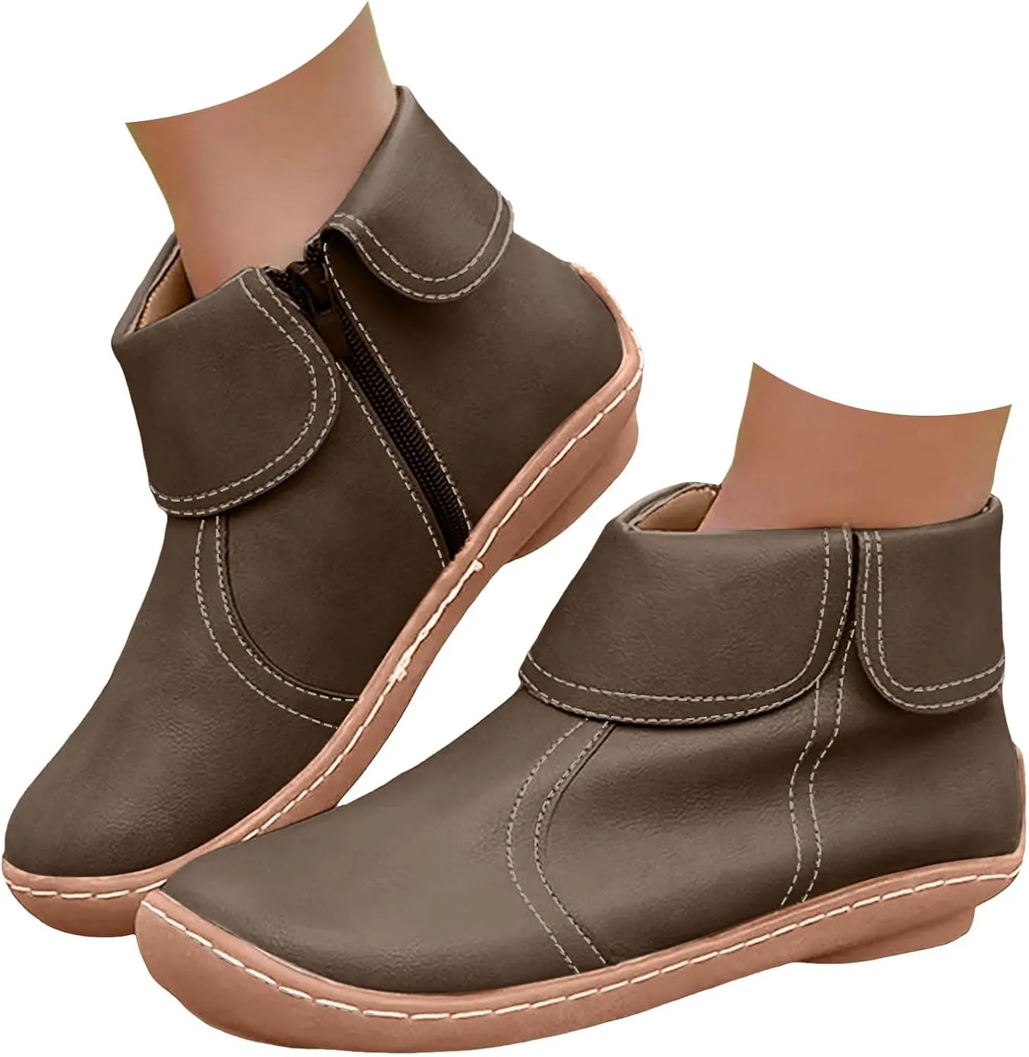 Womens Cowboy Boots Comfortable Chunky High Heel Round Toe Boots for Women Ankle Breathable Lace Short Cowgirl Boots