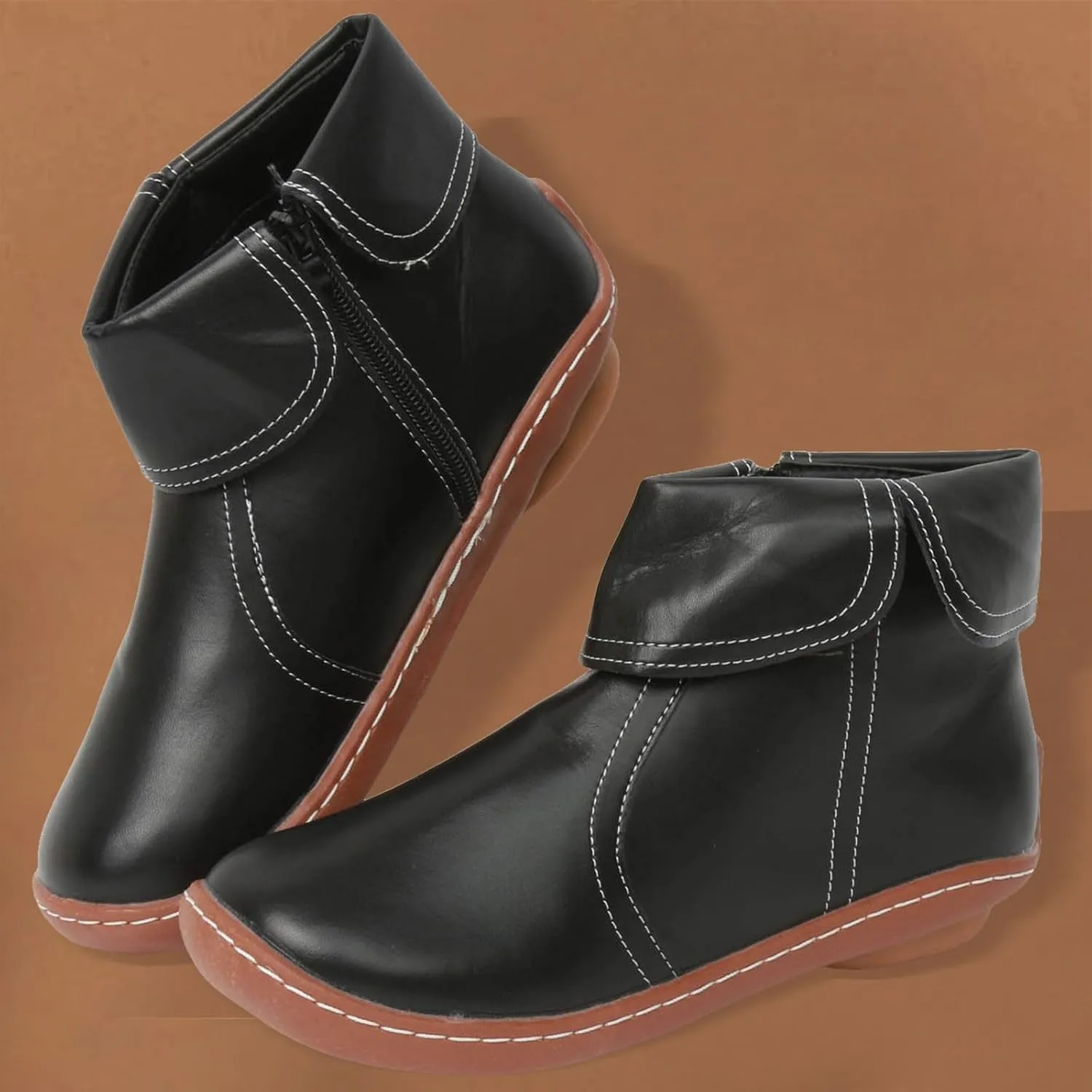 Womens Cowboy Boots Comfortable Chunky High Heel Round Toe Boots for Women Ankle Breathable Lace Short Cowgirl Boots