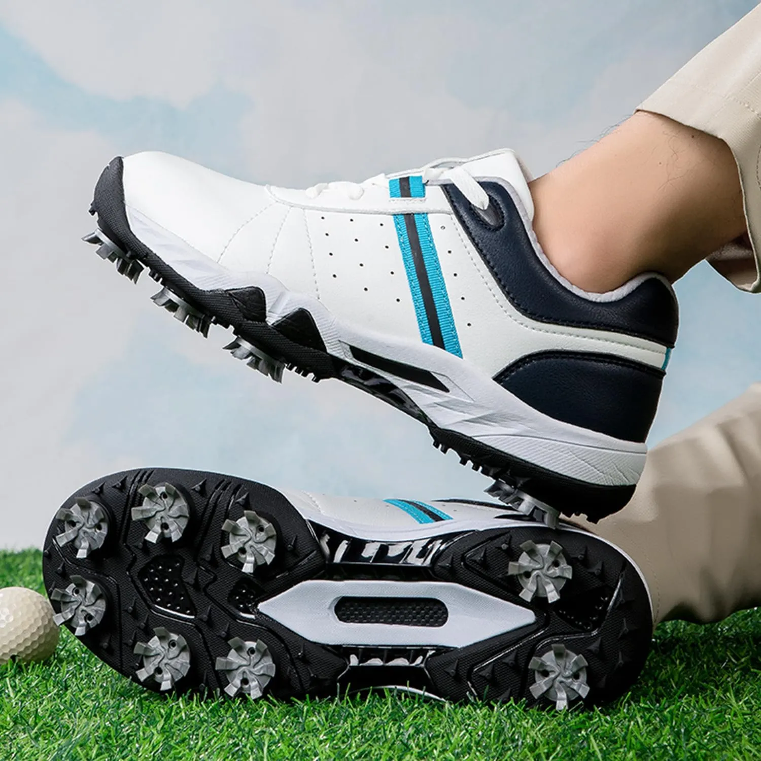 Women's Golf Shoes, Waterproof and Breathable Golf Shoes with Spikes for Ladies