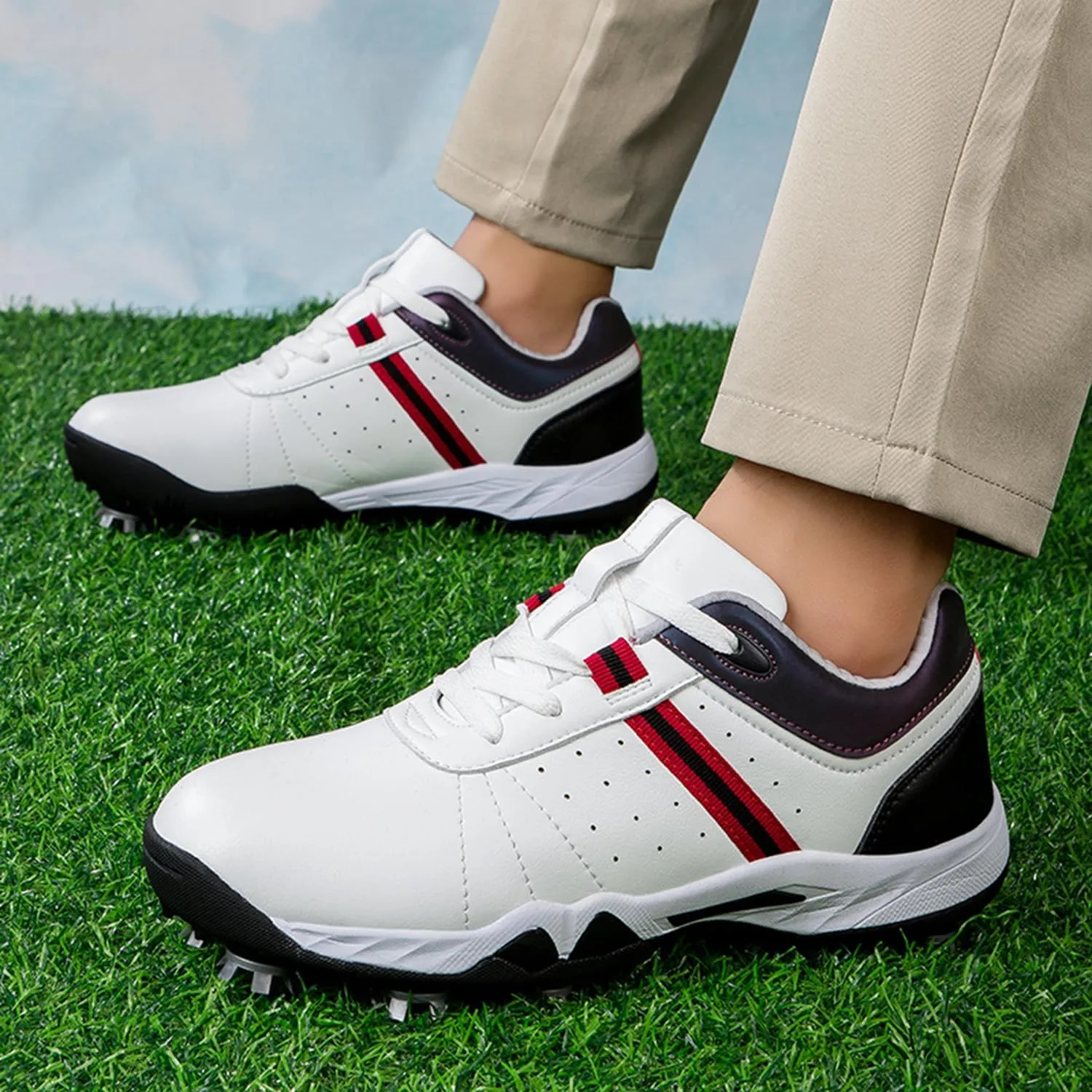 Women's Golf Shoes, Waterproof and Breathable Golf Shoes with Spikes for Ladies