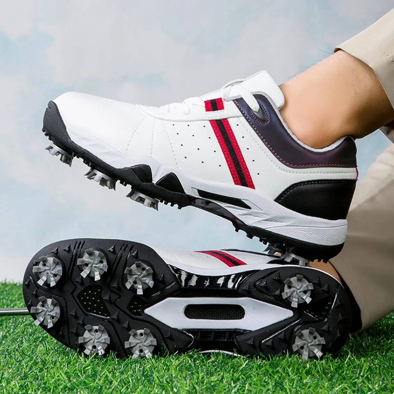 Women's Golf Shoes, Waterproof and Breathable Golf Shoes with Spikes for Ladies