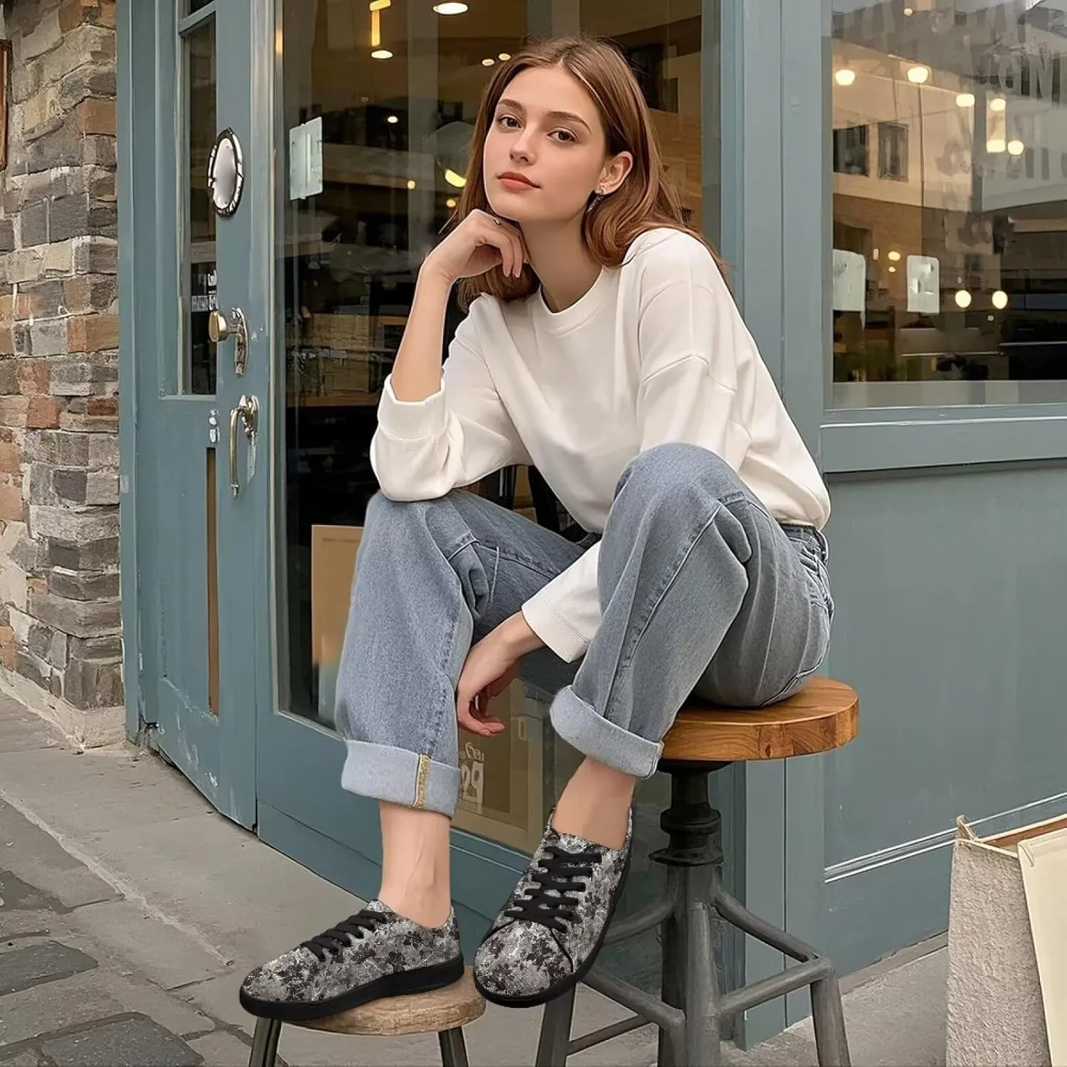 Women's Lace up Low Top Canvas Shoes Low Top Sneakers Fashion Casual Sneakers with Arch Support Comfy Flats 5.5-13.5