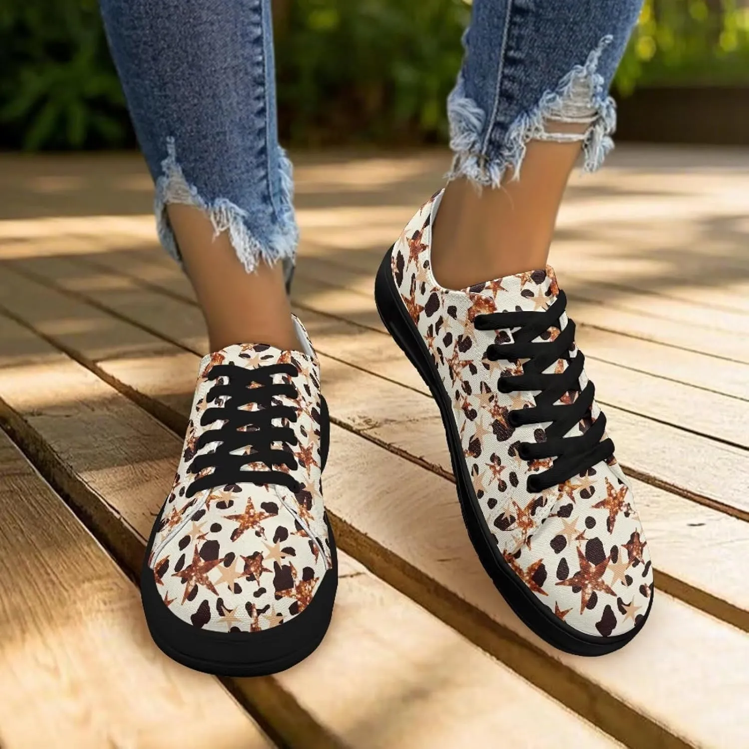 Women's Lace up Low Top Canvas Shoes Low Top Sneakers Fashion Casual Sneakers with Arch Support Comfy Flats 5.5-13.5