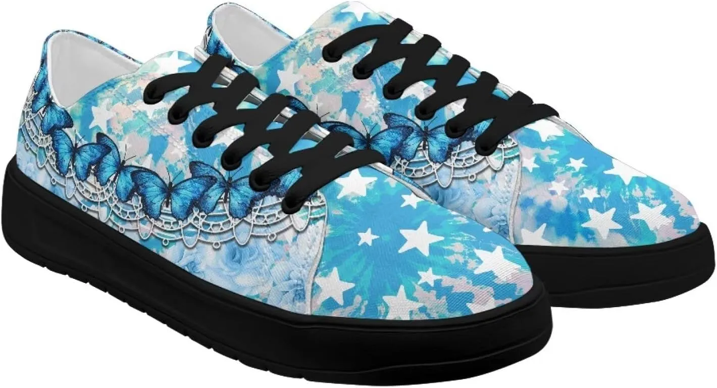 Women's Lace up Low Top Canvas Shoes Low Top Sneakers Fashion Casual Sneakers with Arch Support Comfy Flats 5.5-13.5