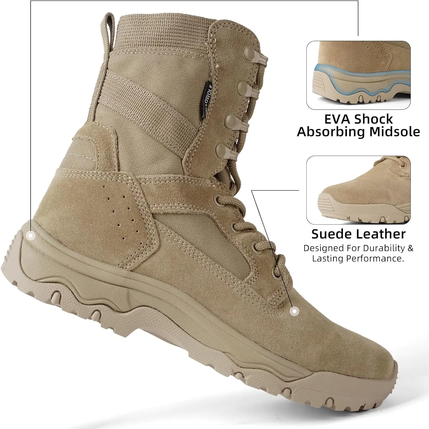 Women's Lightweight Tactical Work Boots Military Combat Motorcycle Boots For Women 8 Inch Army Desert Boots