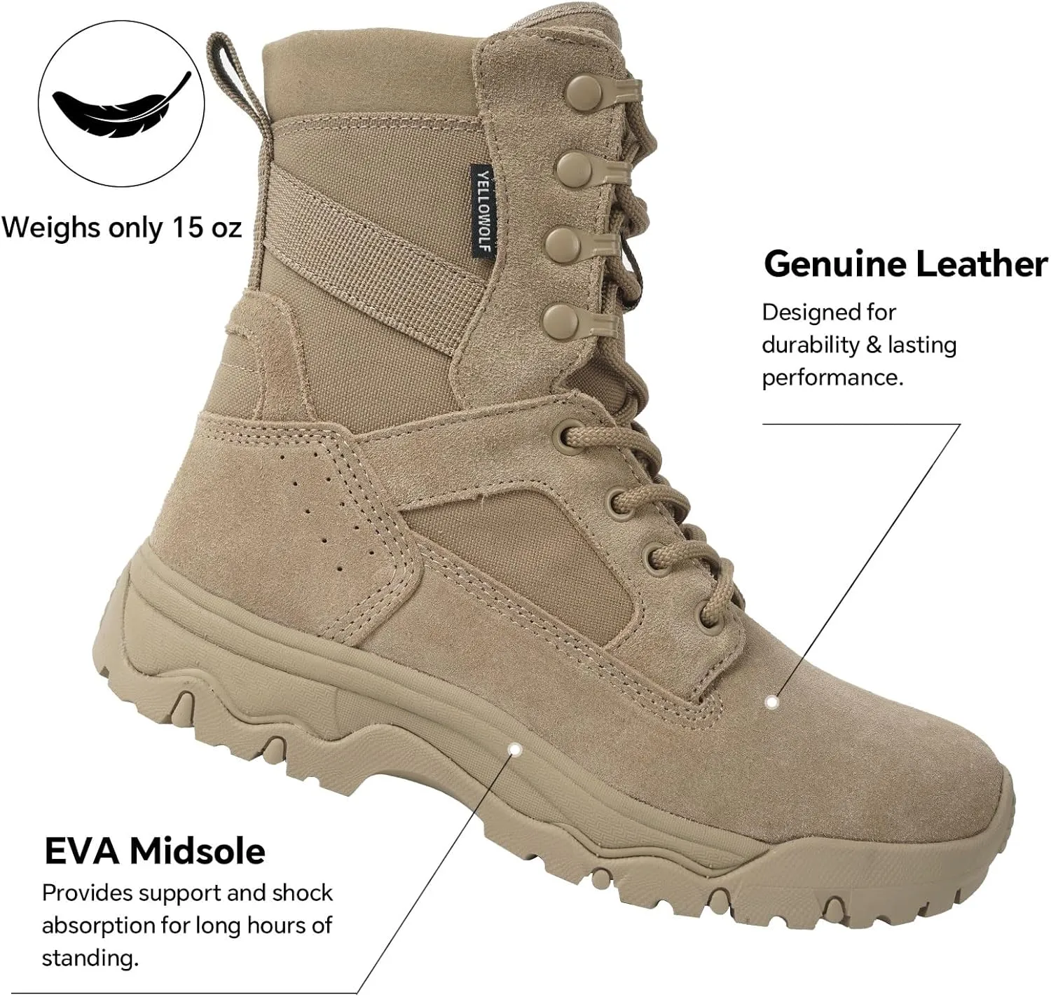 Women's Lightweight Tactical Work Boots Military Combat Motorcycle Boots For Women 8 Inch Army Desert Boots