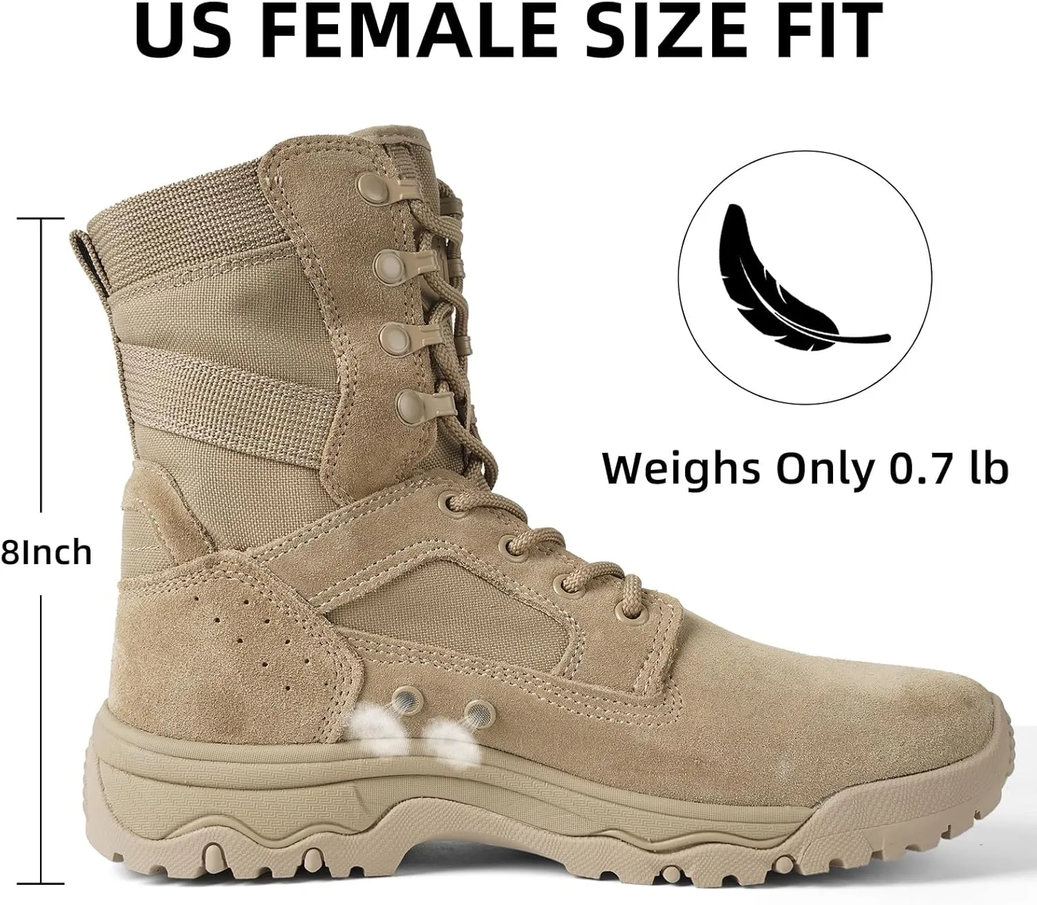 Women's Lightweight Tactical Work Boots Military Combat Motorcycle Boots For Women 8 Inch Army Desert Boots