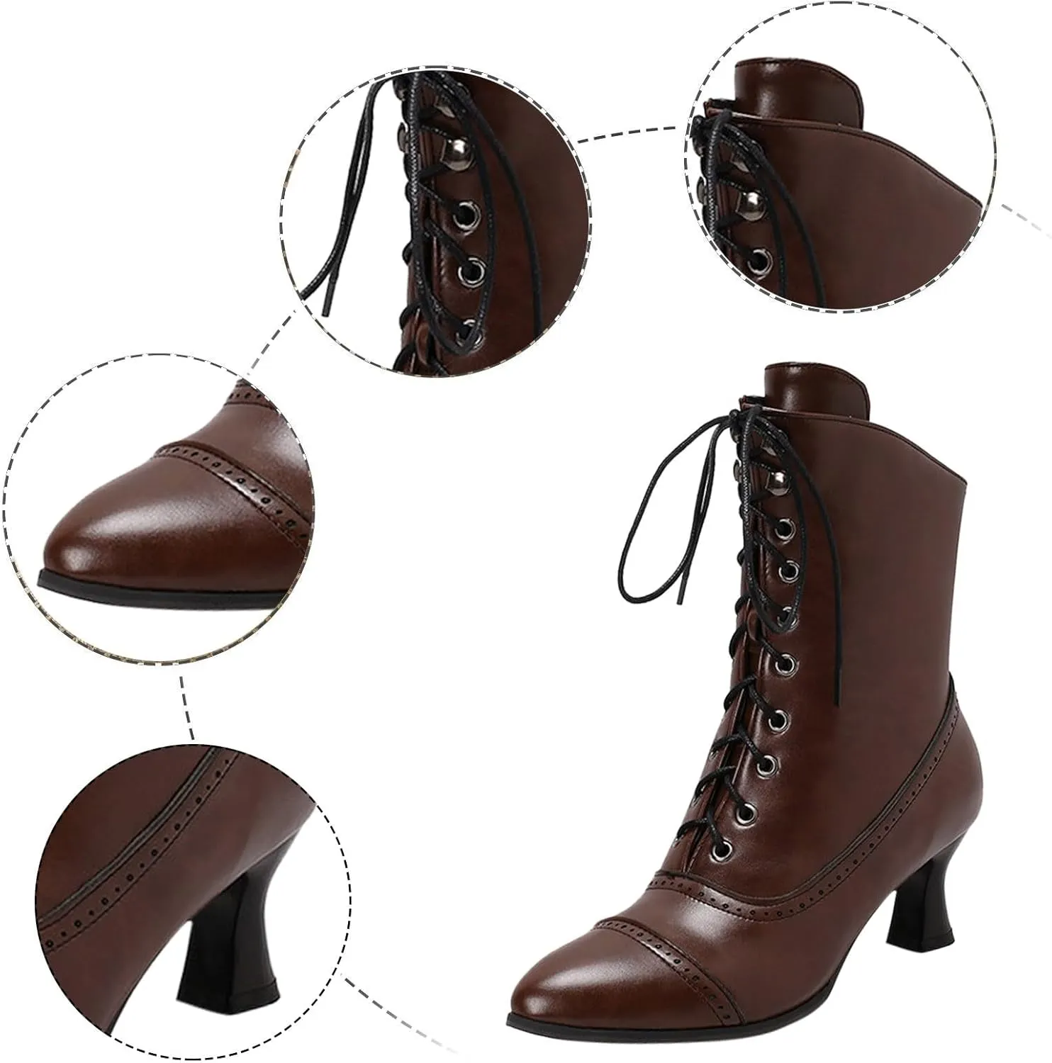 Women's Lug Sole Combat Ankle Bootie Lace up Low Chunky Block Boots Fashion Causal Shoes Chunky Chukka Western Cowboy Combat