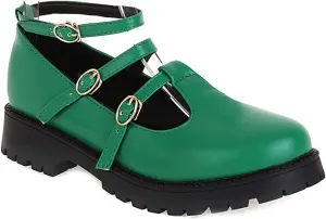 Women's Mary Jane Flats Oxford Shoes Vintage Round Toe Buckle T-Strap Low Heel Girls Oxfords Dress Shoe