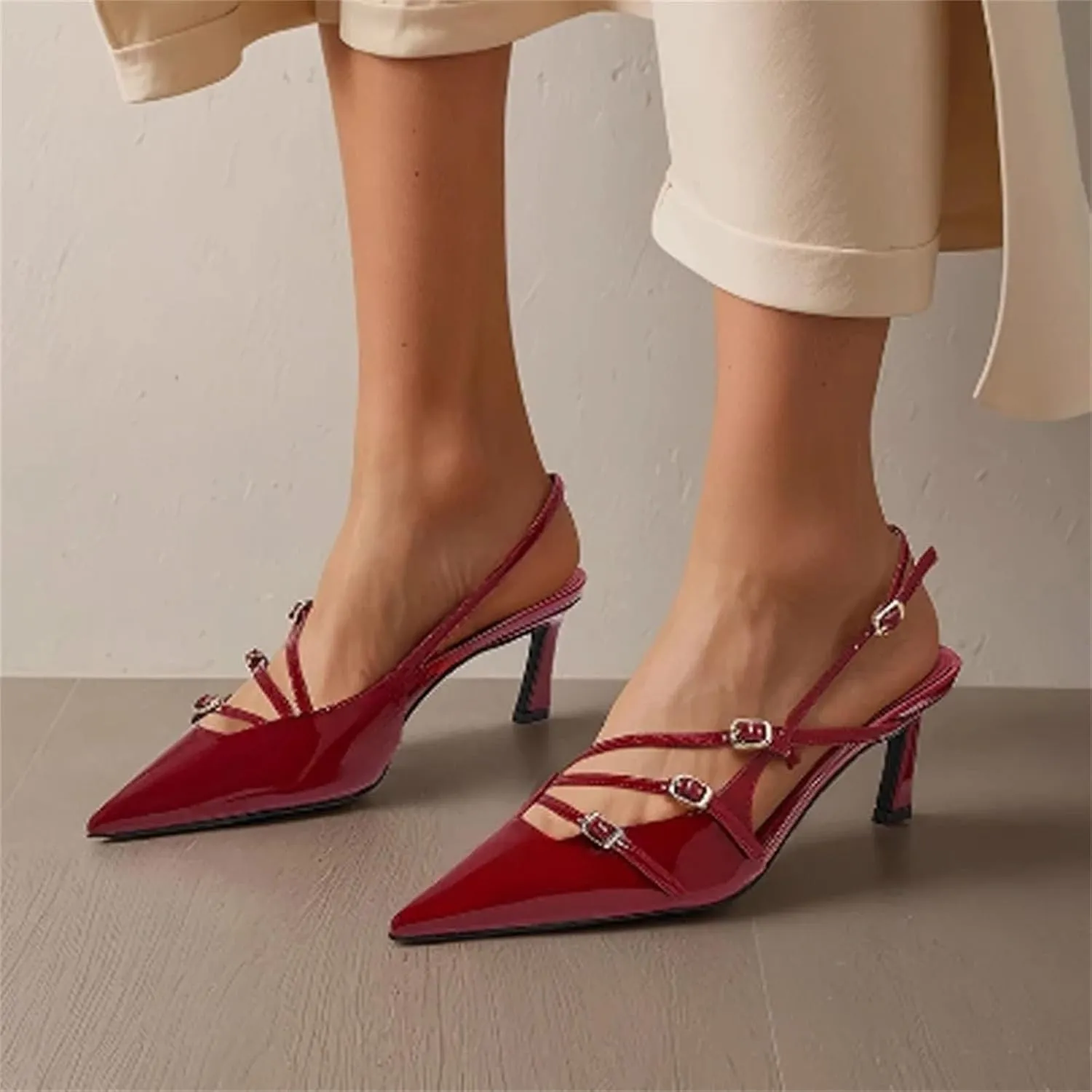Women's Retro Roman High Heels Summer Leather Buckle High Heel Sandals