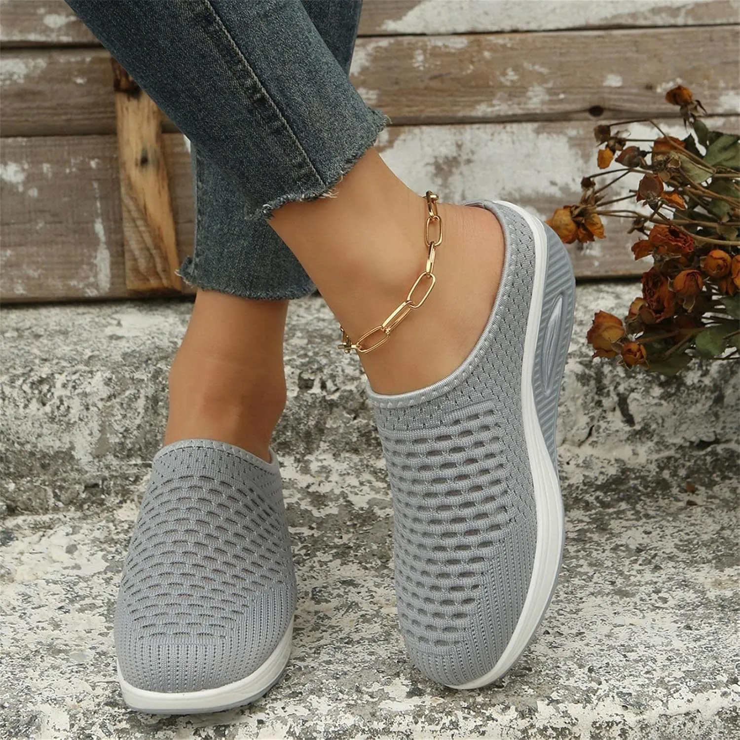 Womens Running Shoes Ladies Slip on Walking Tennis Sneakers Flat Soft Sole Classic Comfort for Gym Travel Work Quick Drying Deodorant Slip volleyball fuzzy Hollowed out Air Cushioin E55-Purple