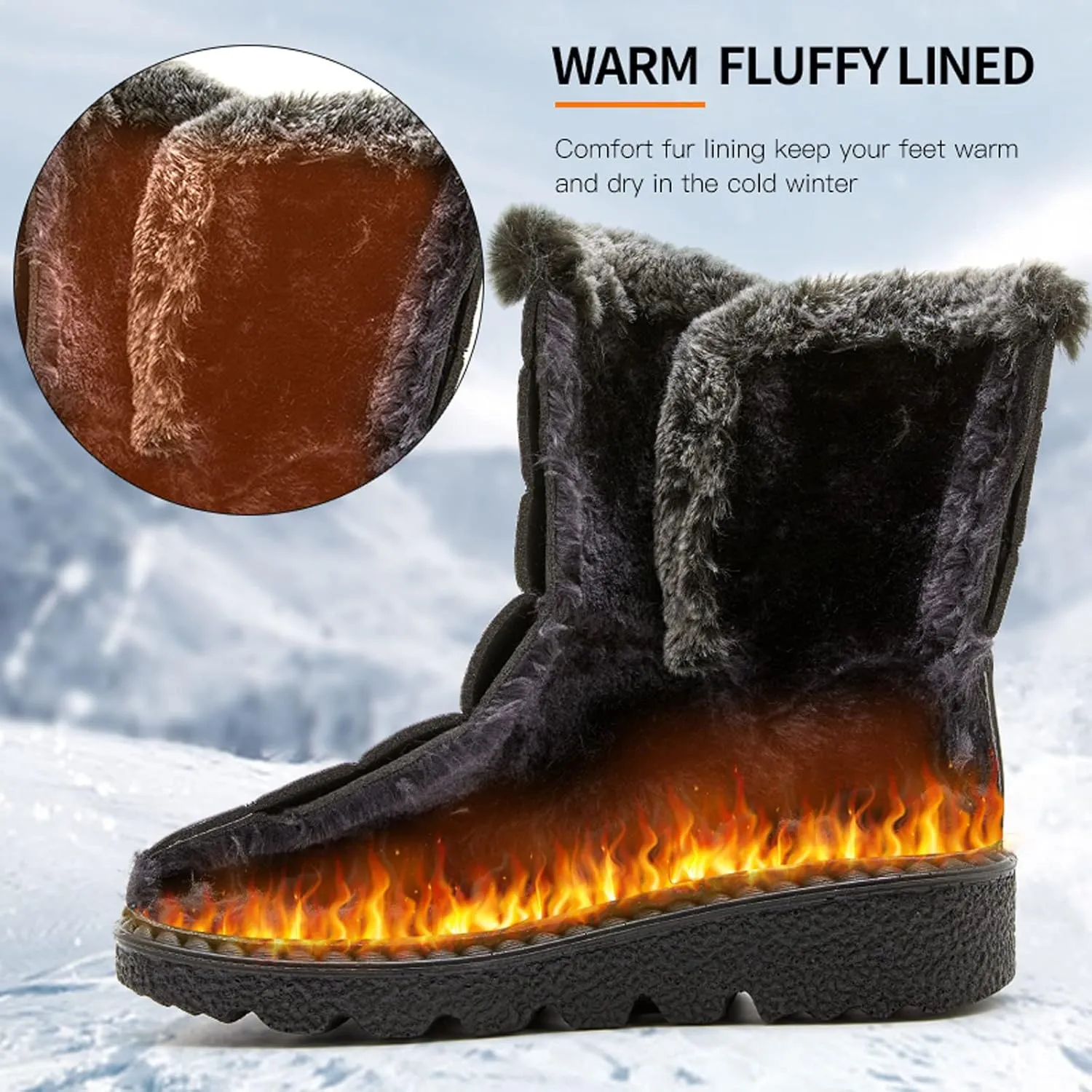 Womens Snow Boots 8.5 Wide Wide Foot Snow Boot for Women Women Platform Lace Up Winter Faux Fur Short Snow Boots Women's Winter Boots Black Womens Waterproof Winter Sneaker Boots