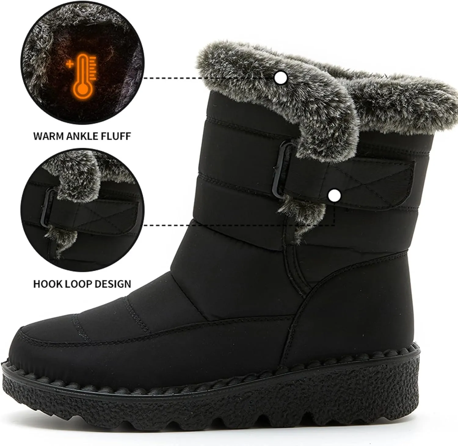 Womens Snow Boots 8.5 Wide Wide Foot Snow Boot for Women Women Platform Lace Up Winter Faux Fur Short Snow Boots Women's Winter Boots Black Womens Waterproof Winter Sneaker Boots
