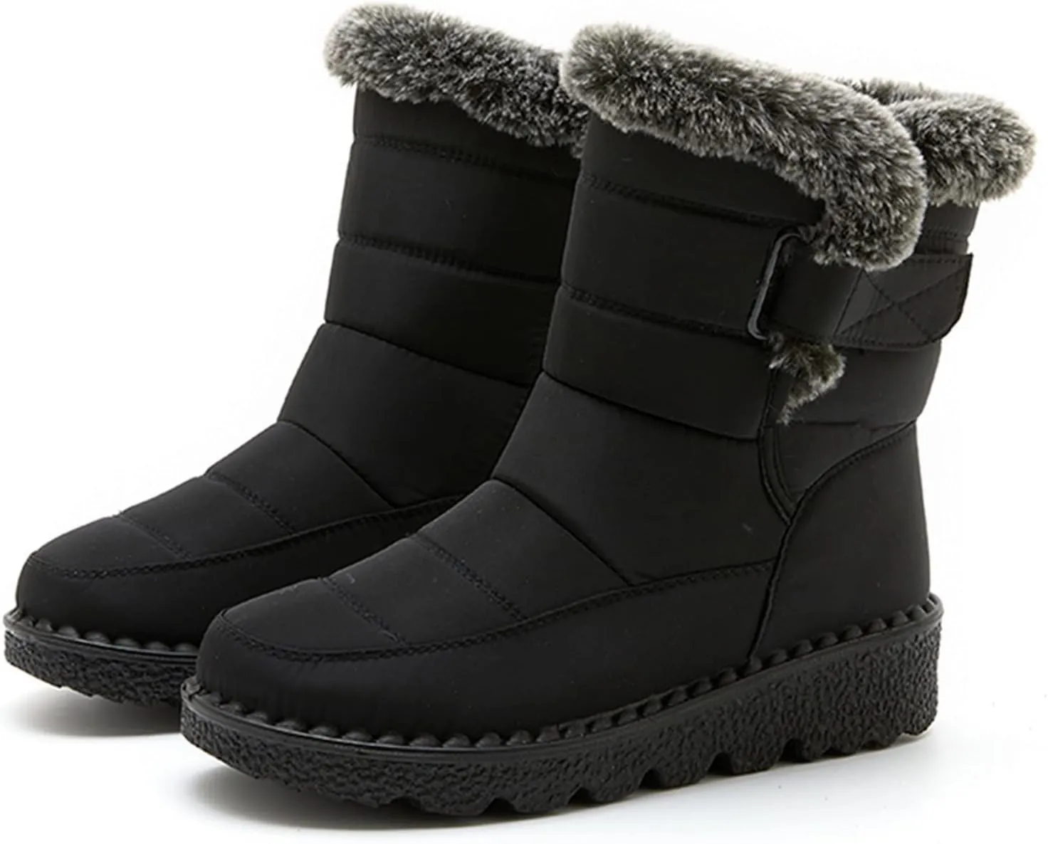 Womens Snow Boots 8.5 Wide Wide Foot Snow Boot for Women Women Platform Lace Up Winter Faux Fur Short Snow Boots Women's Winter Boots Black Womens Waterproof Winter Sneaker Boots