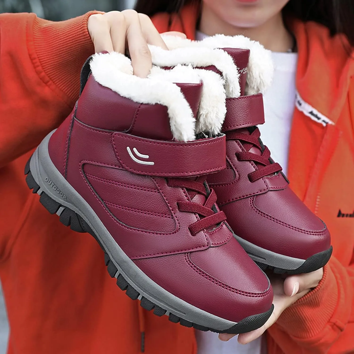 Women's Snow Boots Ankle Snow Boots Size 9 Wide for Women Winter Boots for Women Slip ons Black Leather Winter Boots for Women Womens Tall Winter Boots