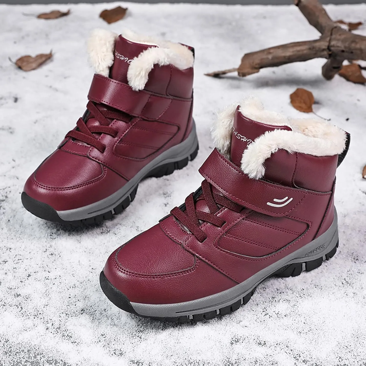 Women's Snow Boots Ankle Snow Boots Size 9 Wide for Women Winter Boots for Women Slip ons Black Leather Winter Boots for Women Womens Tall Winter Boots