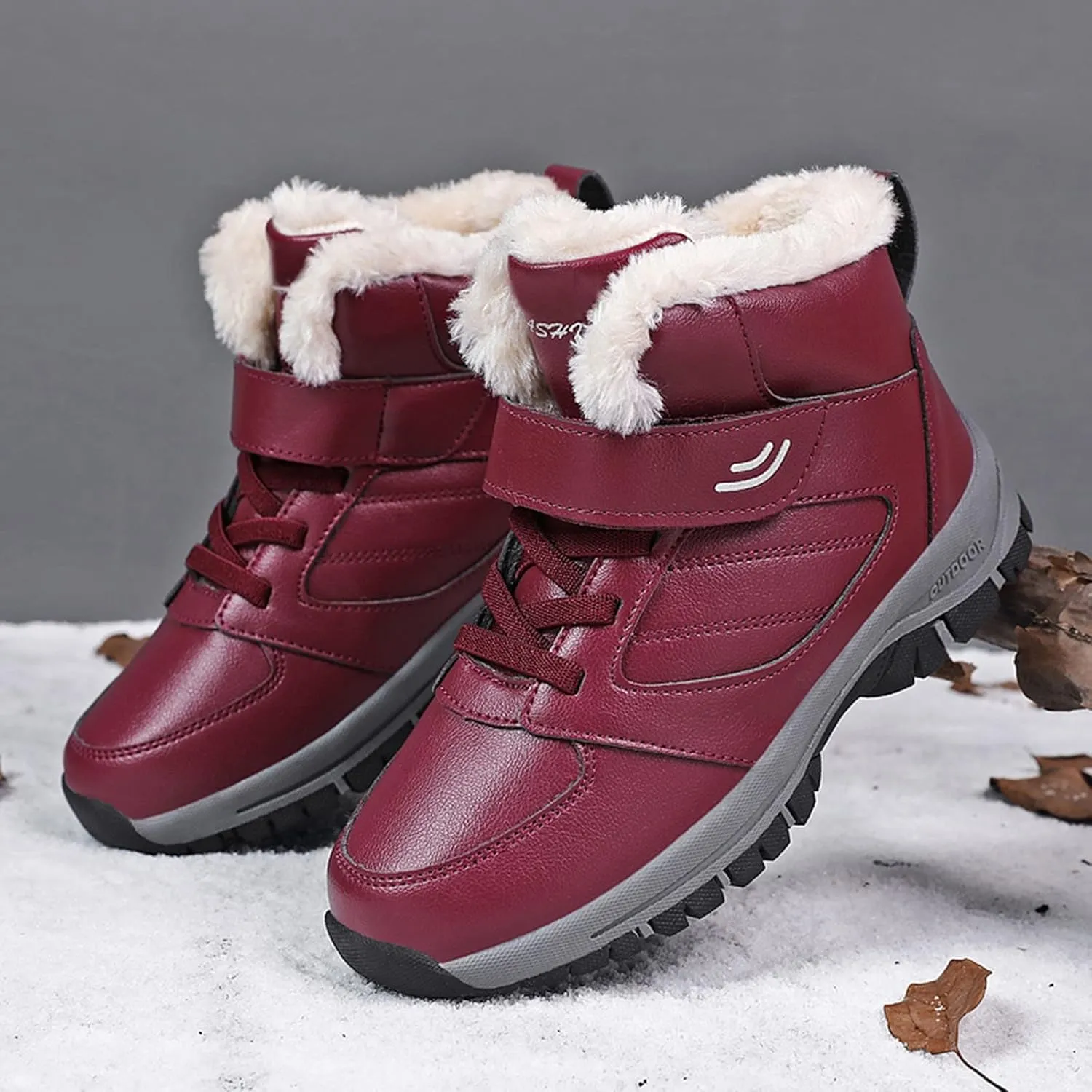 Women's Snow Boots Ankle Snow Boots Size 9 Wide for Women Winter Boots for Women Slip ons Black Leather Winter Boots for Women Womens Tall Winter Boots