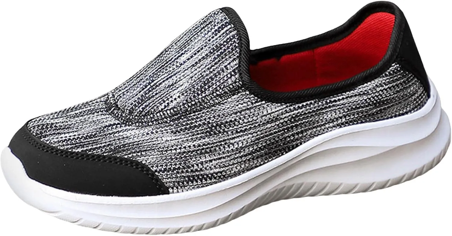 Womens Walking Shoes Slip on Non Slip Memory Foam Arch Support Running Shoes Breathable Gym Workout Shoes Lightweight Fashion Sneakers