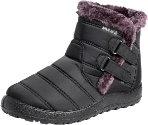 Womens Wide Snow Boots Waterproof Insulated Womens Winter Boots Fur Lined Slip ons Furry Winter Boots for Women Womens Rubber Ankle Boots Waterproof Botas Invierno Mujer Elegantes