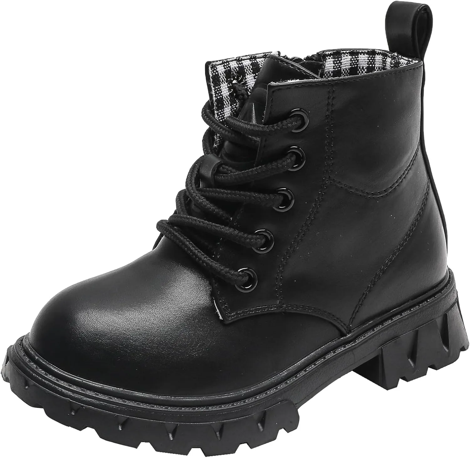 WUIWUIYU Boys Girls Combat Boots Waterproof Zip-up Hiking Ankle Boots Short Booties Desert Motorcyle Boots