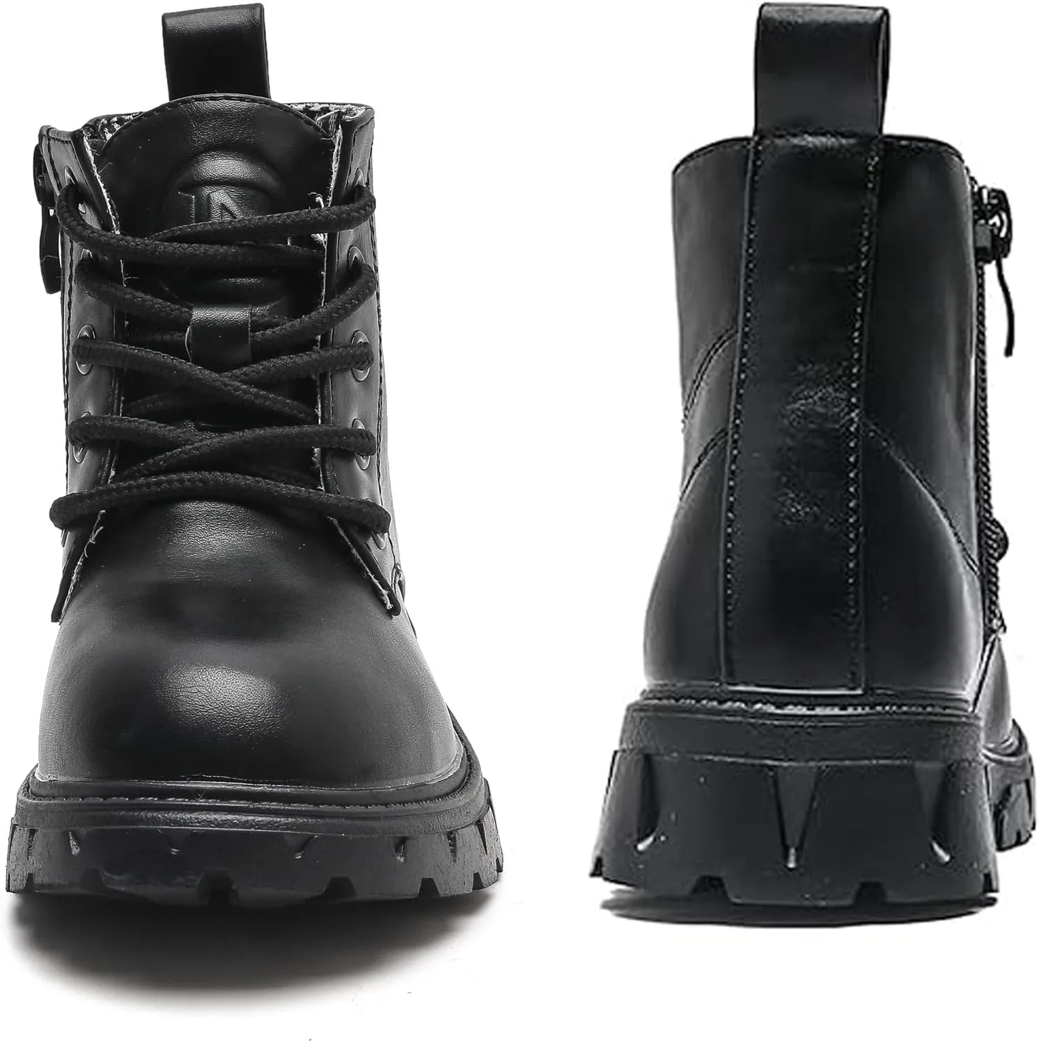 WUIWUIYU Boys Girls Combat Boots Waterproof Zip-up Hiking Ankle Boots Short Booties Desert Motorcyle Boots