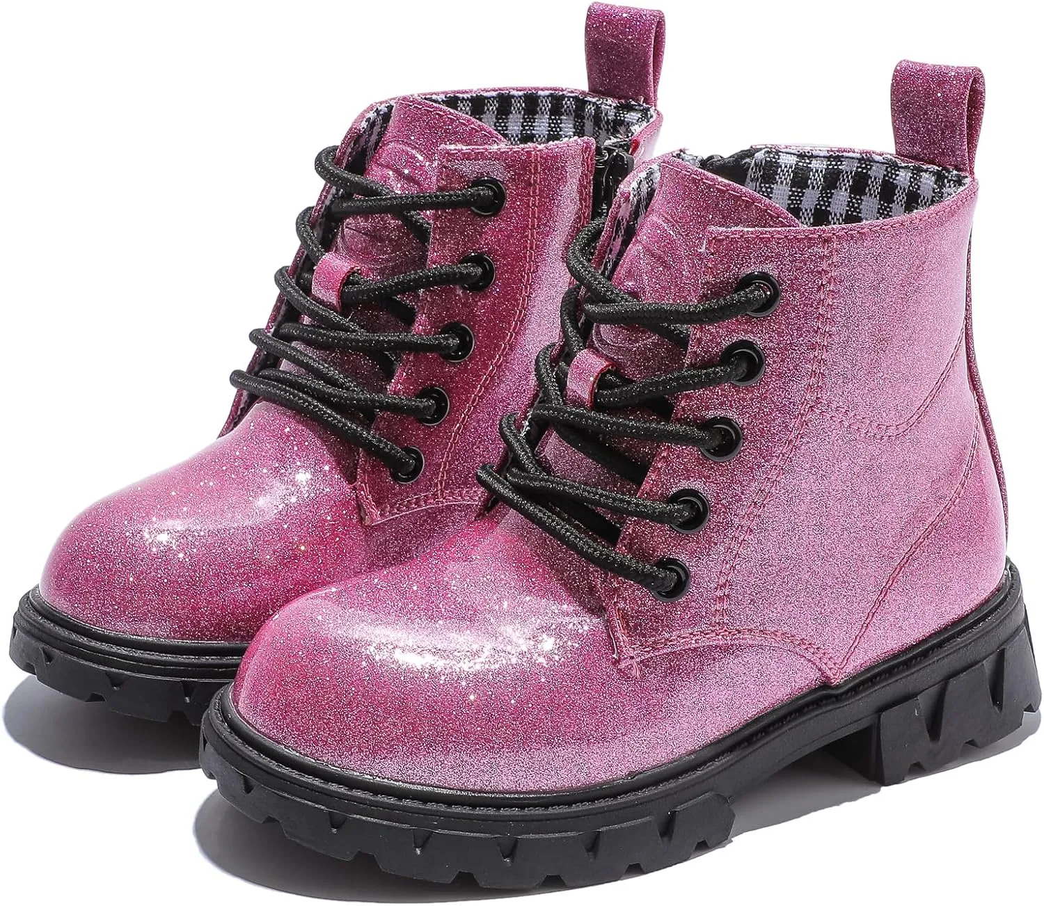 WUIWUIYU Boys Girls Combat Boots Waterproof Zip-up Hiking Ankle Boots Short Booties Desert Motorcyle Boots
