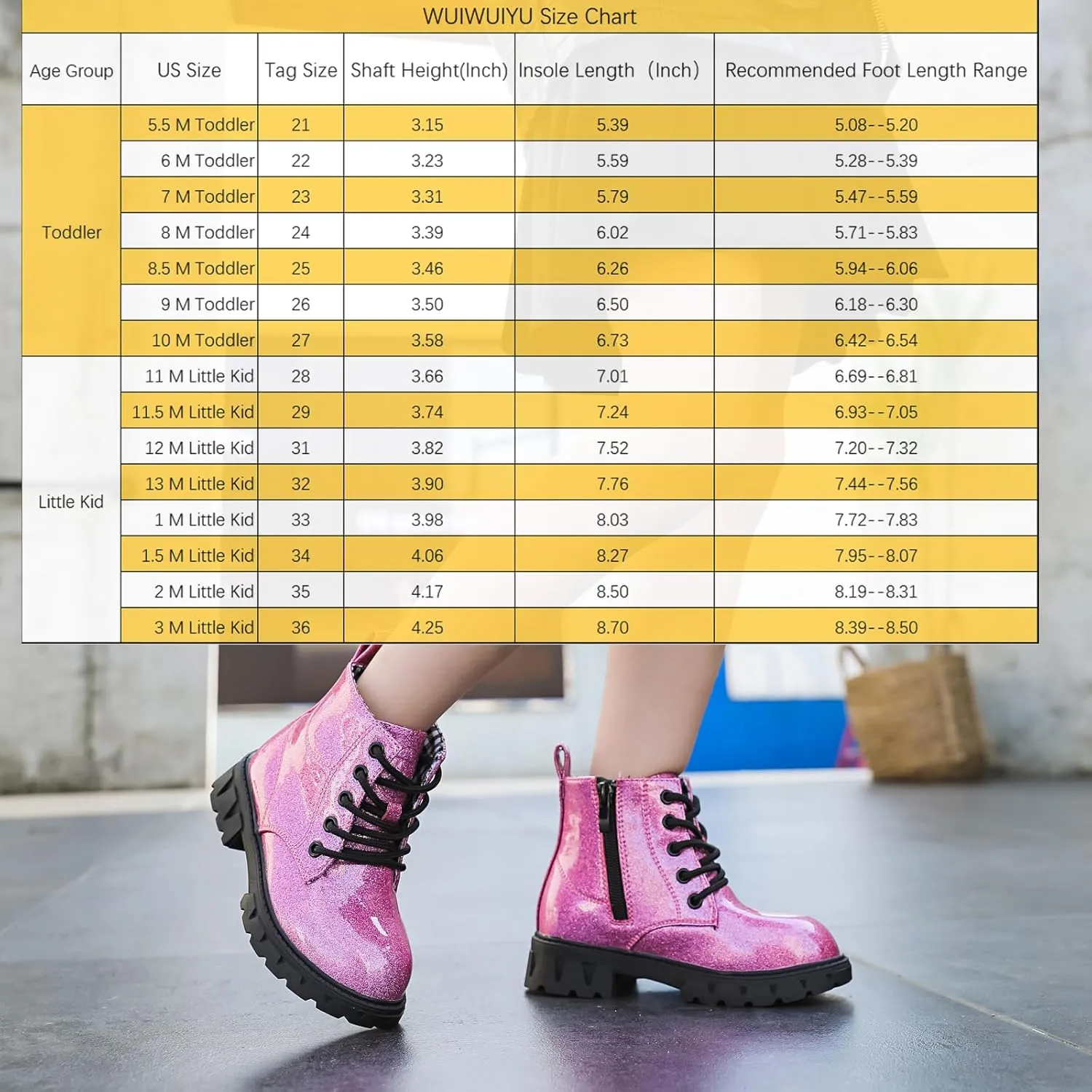 WUIWUIYU Boys Girls Combat Boots Waterproof Zip-up Hiking Ankle Boots Short Booties Desert Motorcyle Boots