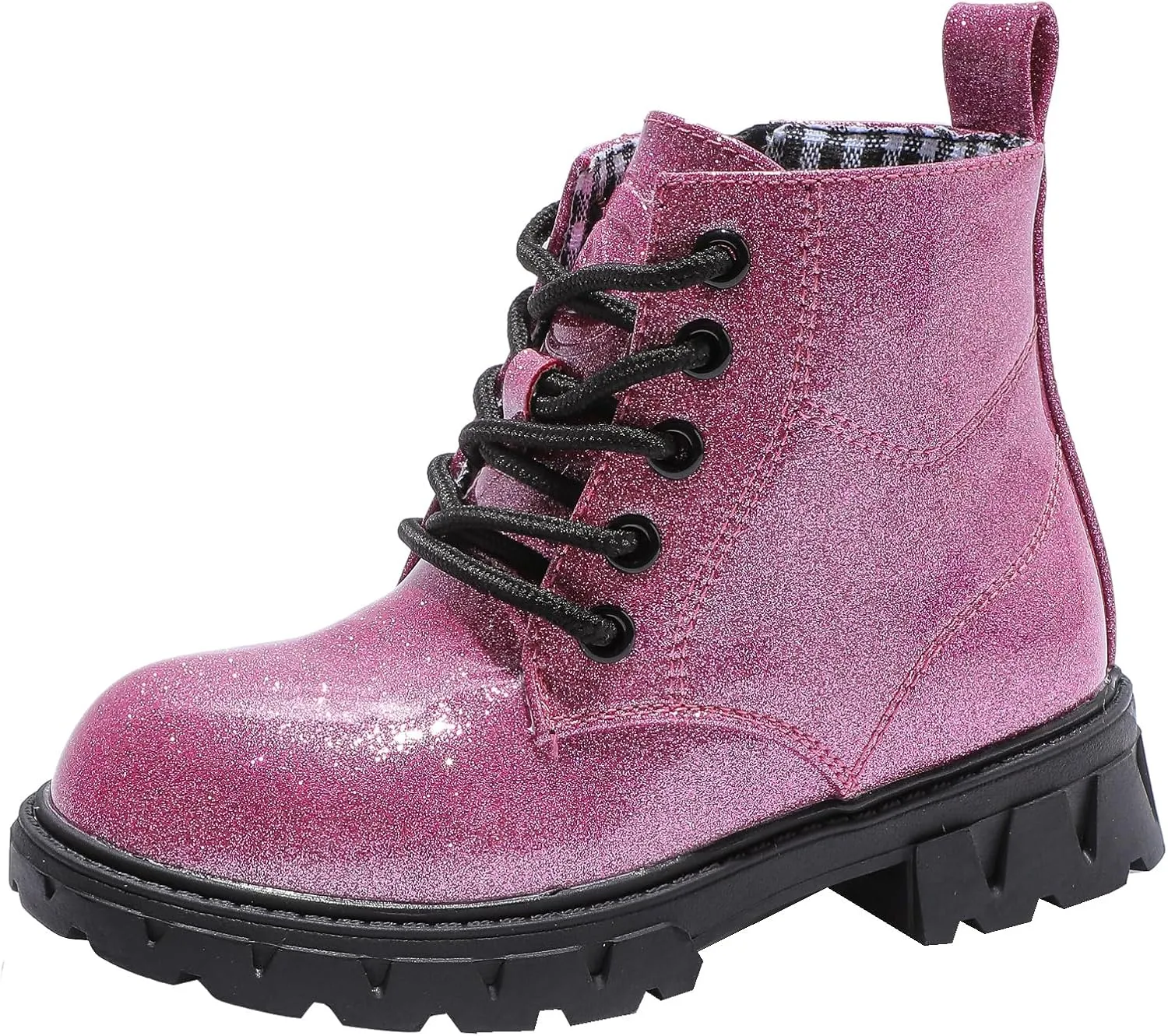 WUIWUIYU Boys Girls Combat Boots Waterproof Zip-up Hiking Ankle Boots Short Booties Desert Motorcyle Boots