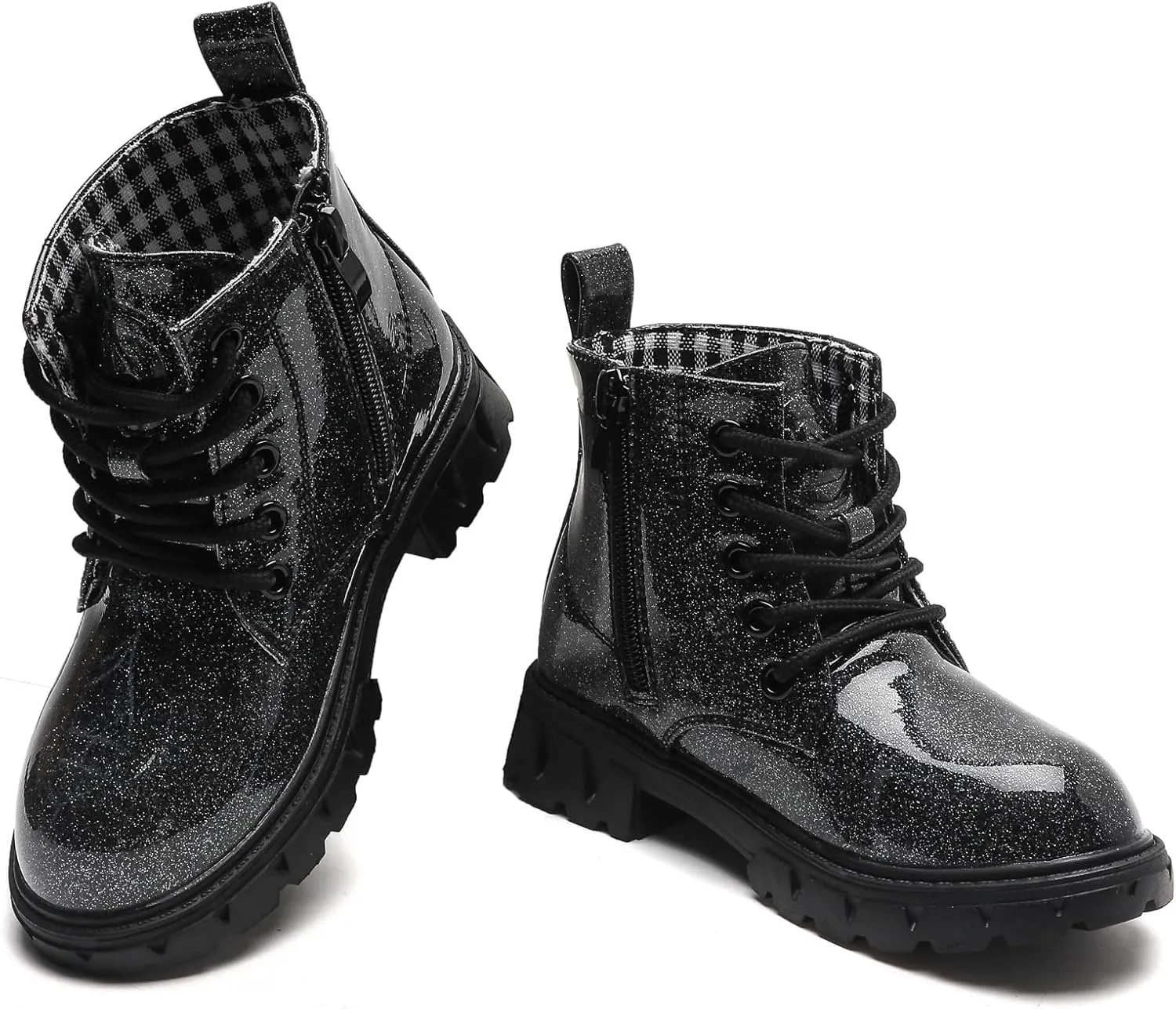 WUIWUIYU Boys Girls Combat Boots Waterproof Zip-up Hiking Ankle Boots Short Booties Desert Motorcyle Boots