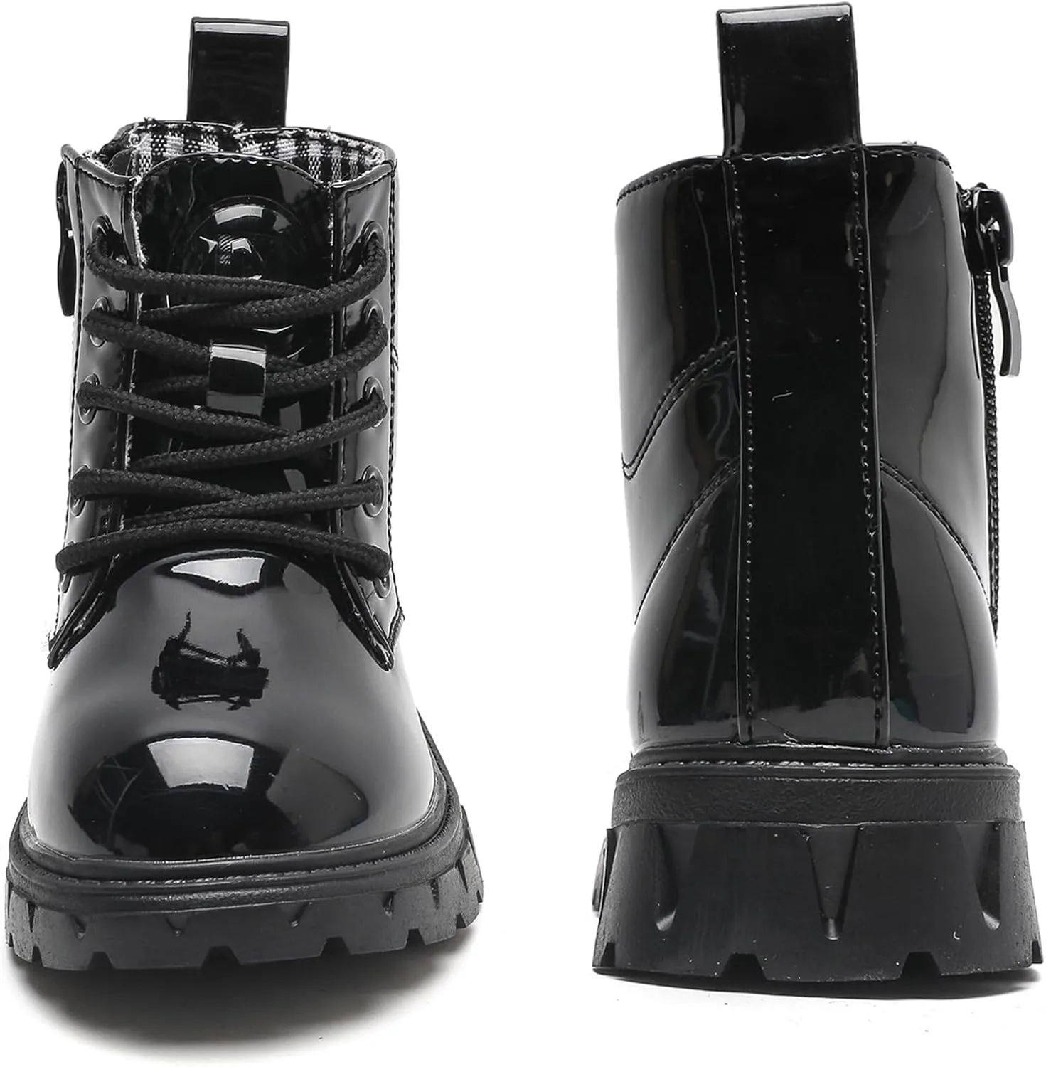WUIWUIYU Boys Girls Combat Boots Waterproof Zip-up Hiking Ankle Boots Short Booties Desert Motorcyle Boots
