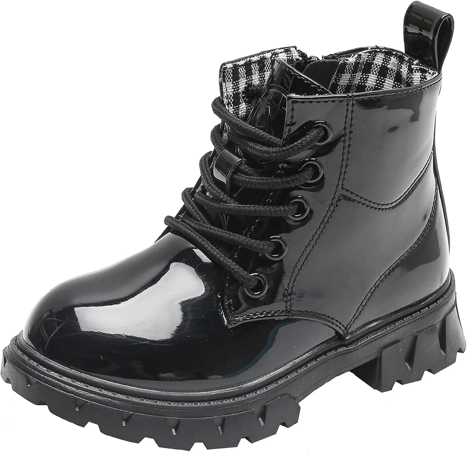 WUIWUIYU Boys Girls Combat Boots Waterproof Zip-up Hiking Ankle Boots Short Booties Desert Motorcyle Boots