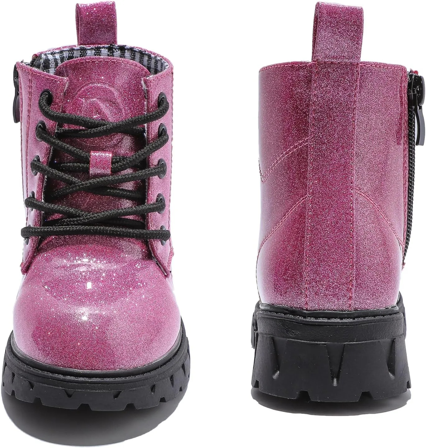 WUIWUIYU Boys Girls Combat Boots Waterproof Zip-up Hiking Ankle Boots Short Booties Desert Motorcyle Boots