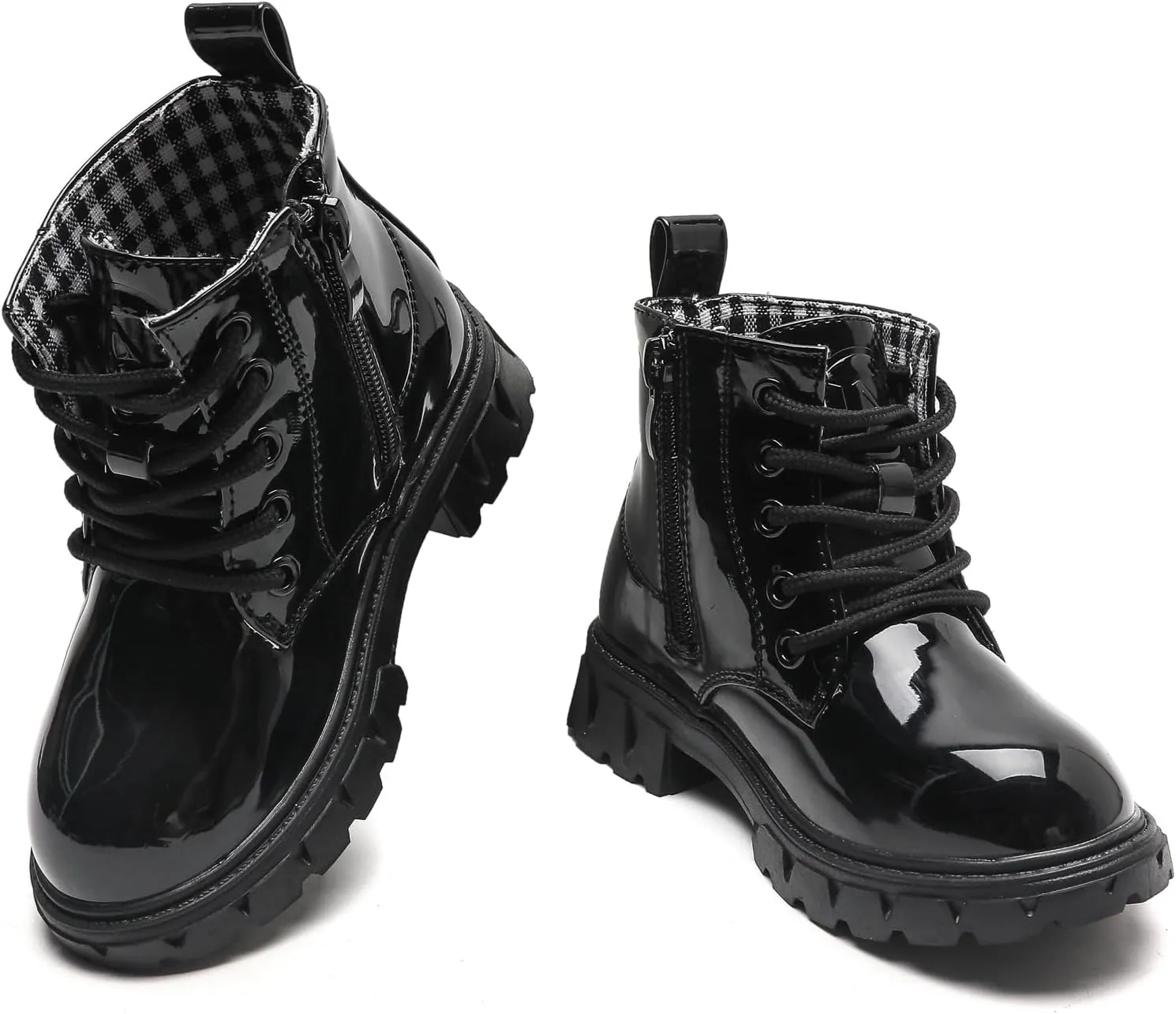 WUIWUIYU Boys Girls Combat Boots Waterproof Zip-up Hiking Ankle Boots Short Booties Desert Motorcyle Boots