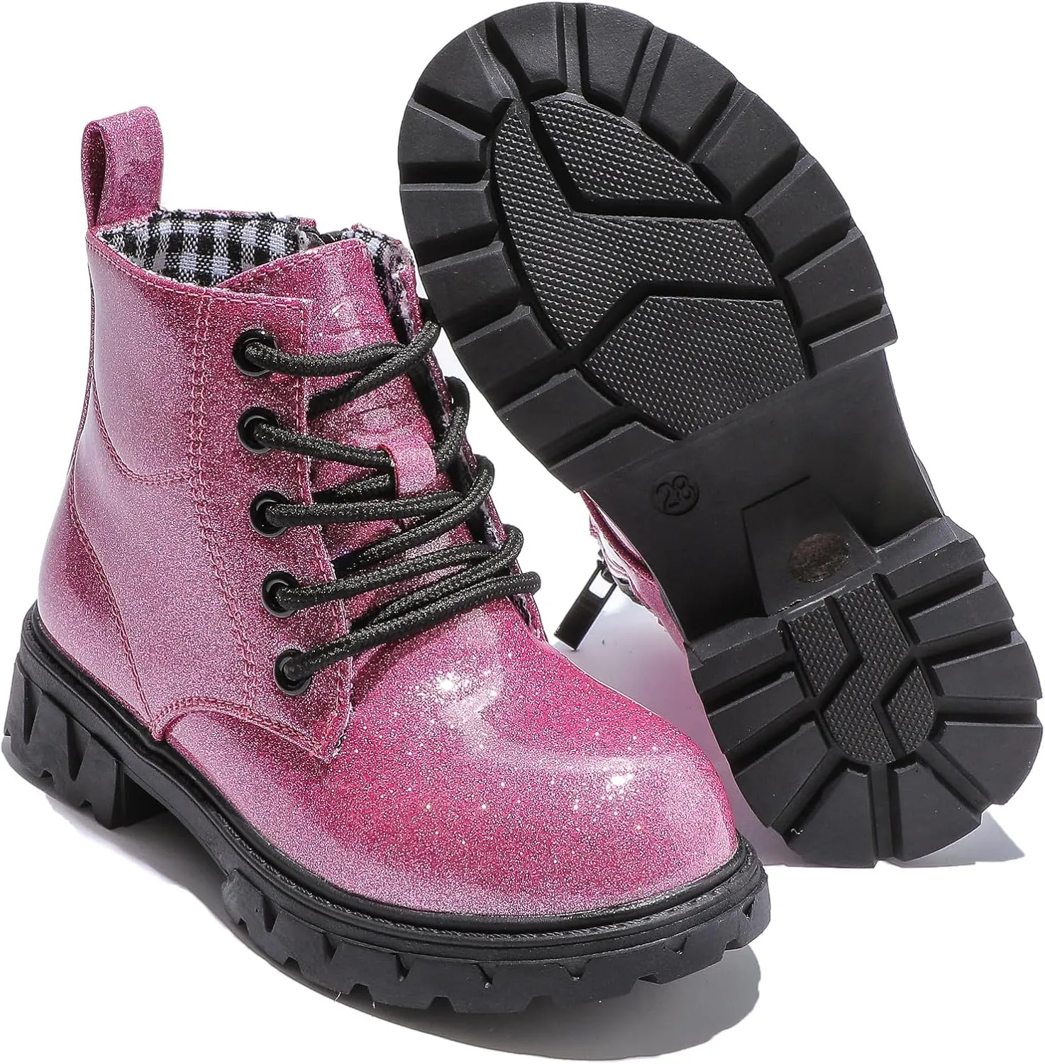 WUIWUIYU Boys Girls Combat Boots Waterproof Zip-up Hiking Ankle Boots Short Booties Desert Motorcyle Boots