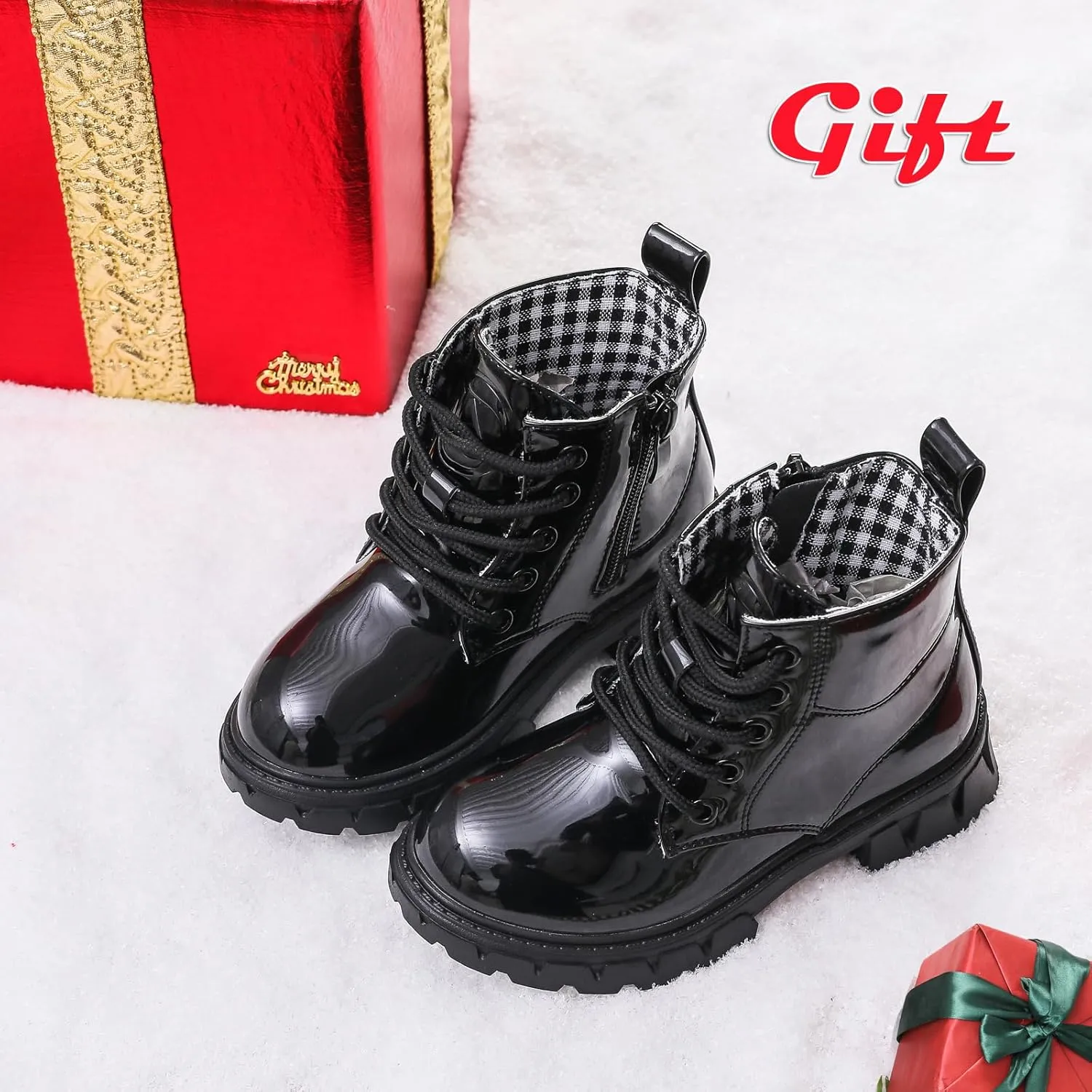 WUIWUIYU Boys Girls Combat Boots Waterproof Zip-up Hiking Ankle Boots Short Booties Desert Motorcyle Boots