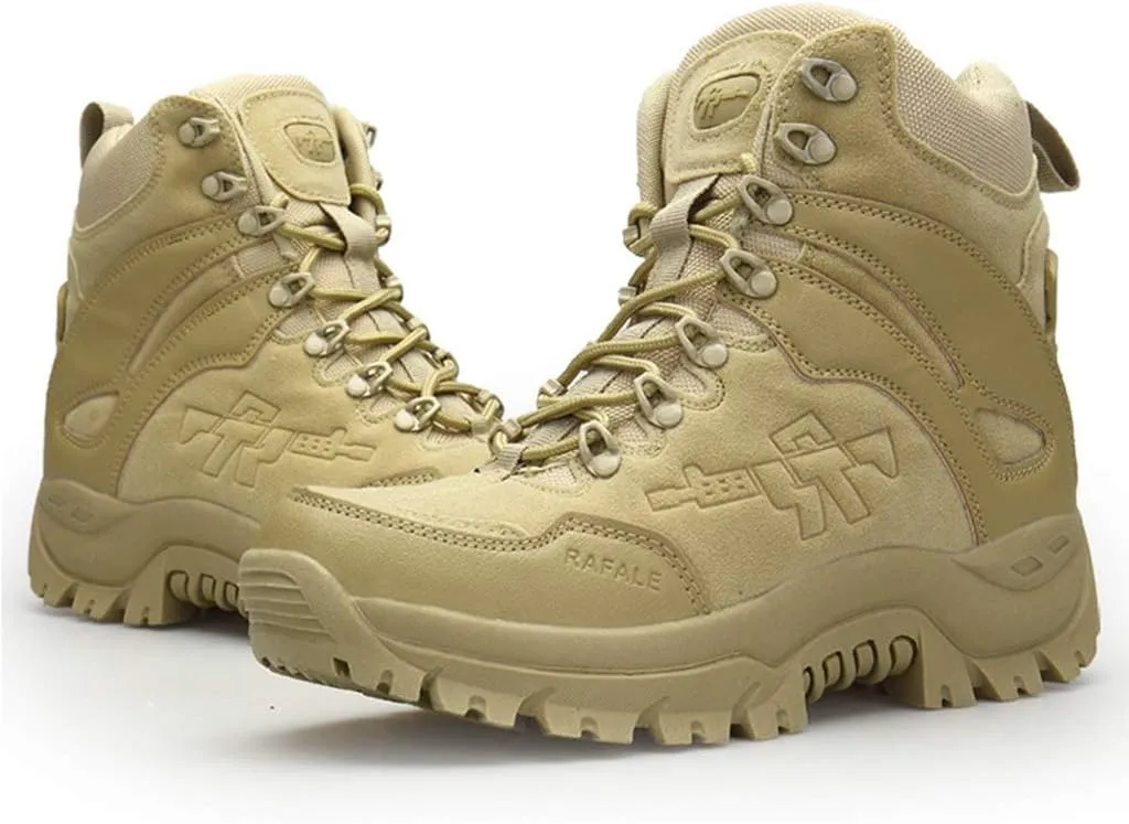Wygwlg Men's Army Safety Shoes Military Desert Combat Boot Waterproof Low Rise Hiking Boots Action Protection Boots