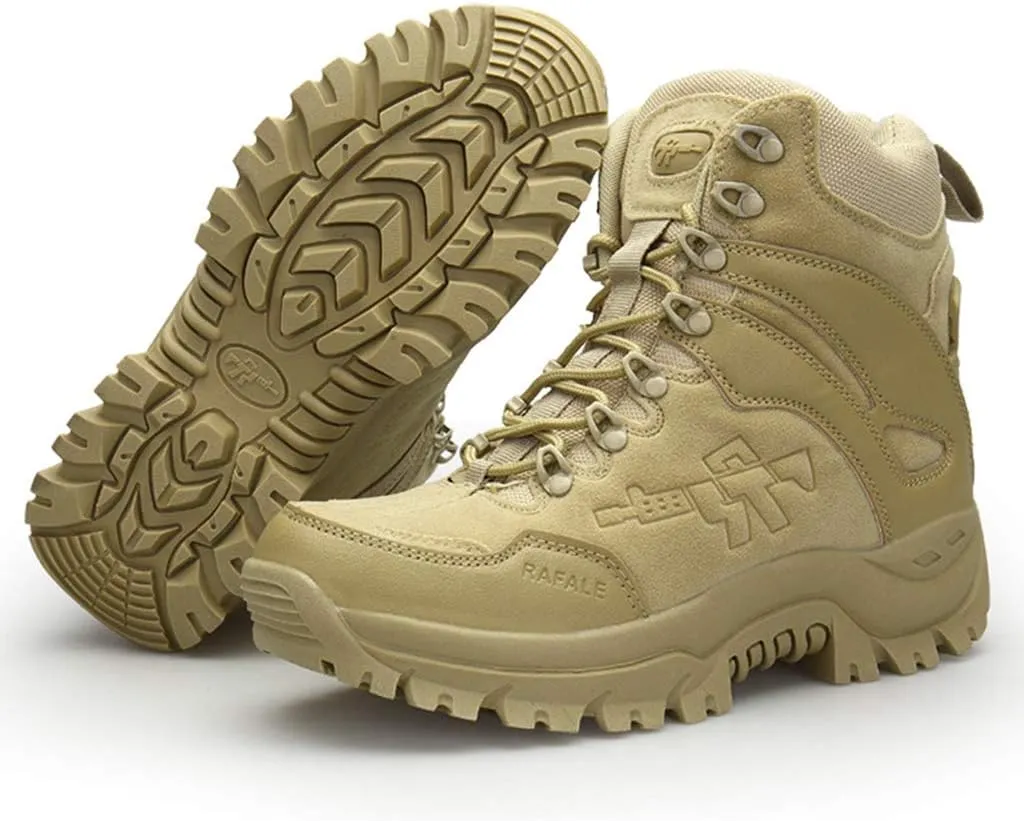 Wygwlg Men's Army Safety Shoes Military Desert Combat Boot Waterproof Low Rise Hiking Boots Action Protection Boots