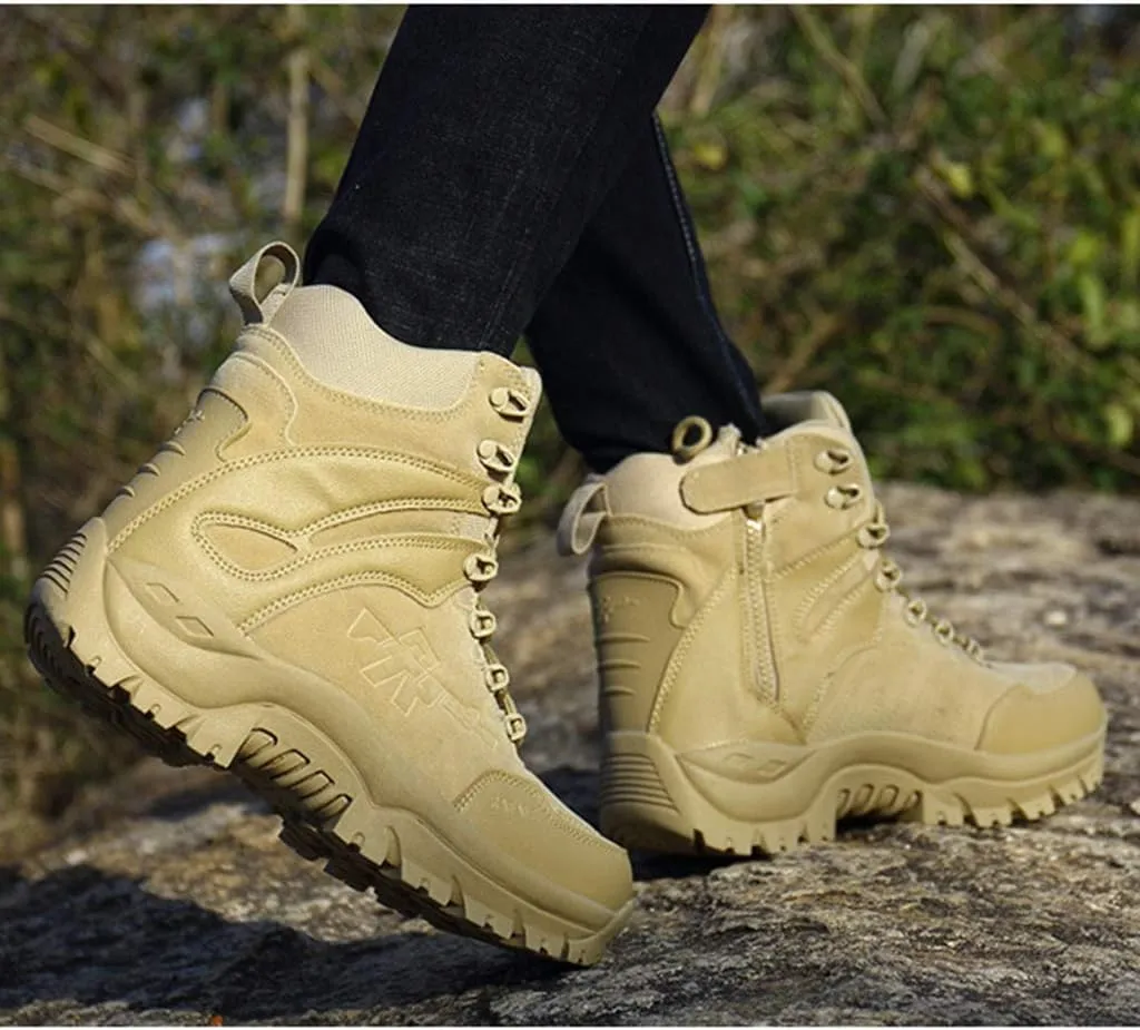 Wygwlg Men's Army Safety Shoes Military Desert Combat Boot Waterproof Low Rise Hiking Boots Action Protection Boots