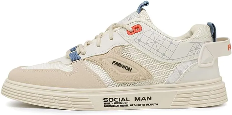 YAXE Mens Breathable Mesh Thin Lace-up Skateboarding Shoes