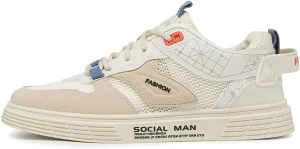 YAXE Mens Breathable Mesh Thin Lace-up Skateboarding Shoes